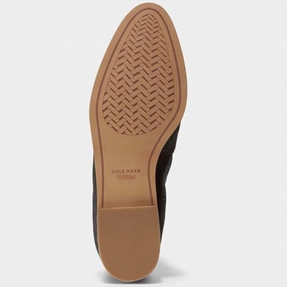 Cole Haan Rayna Wedge Bootie Black Almond Toe Suede Leather Ankle Boots 7.5 - Picture 4 of 13